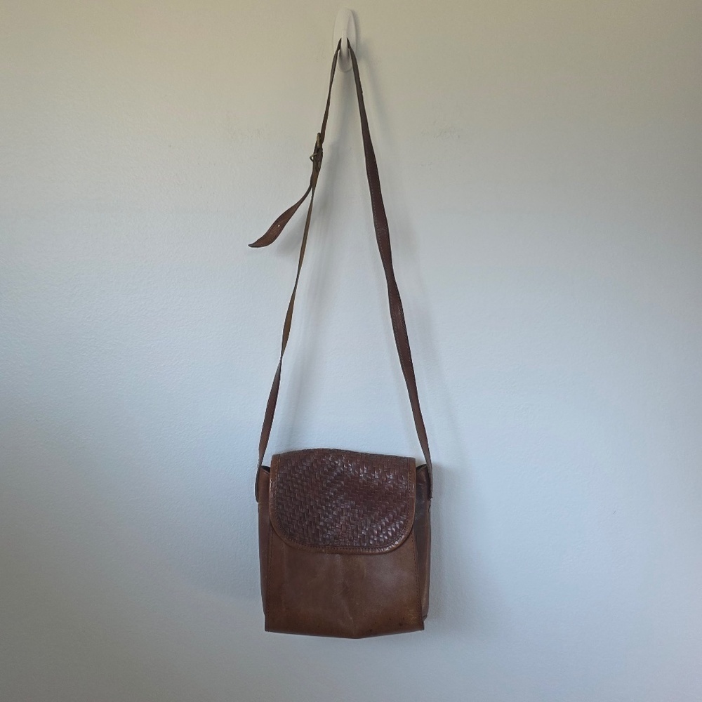 Vintage Braided Leather Crossbody Bag